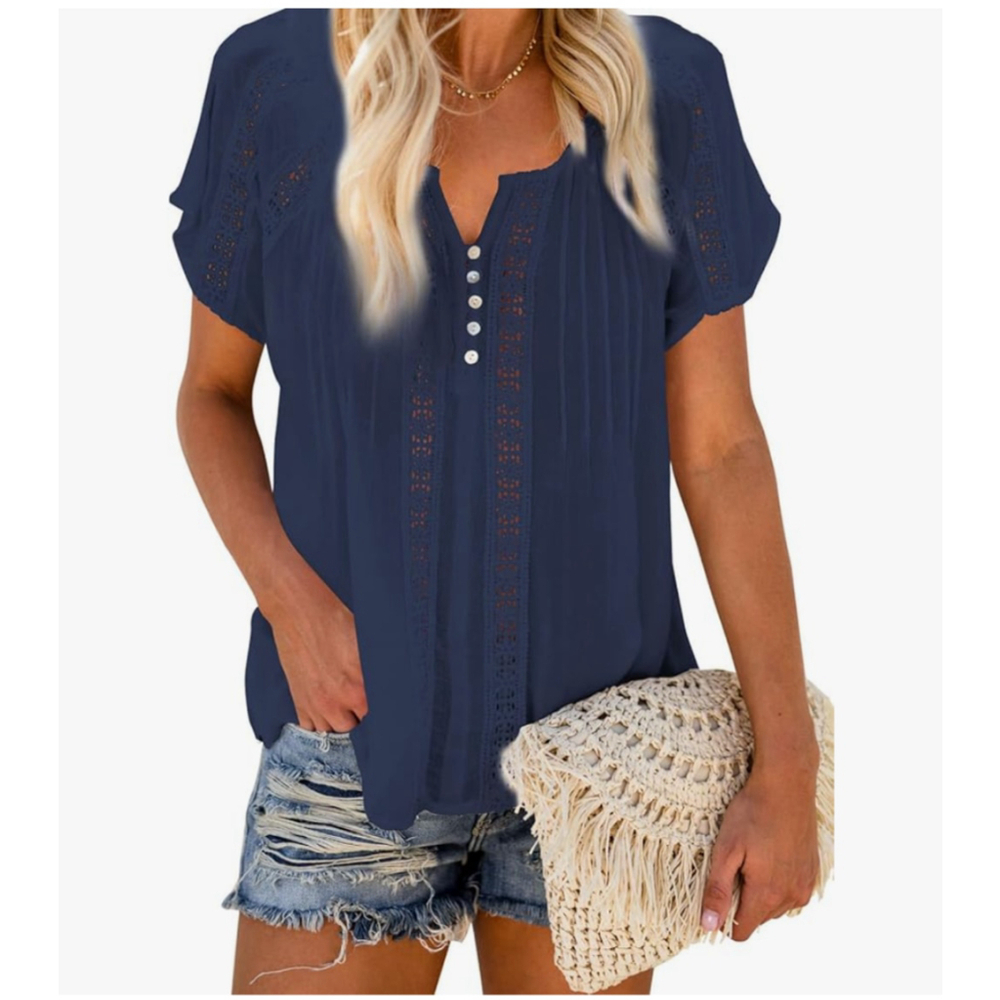 Women's Dokotou Blouse, Size S, Navy Blue